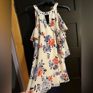 Candies pink floral dress with off shoulder sleeves